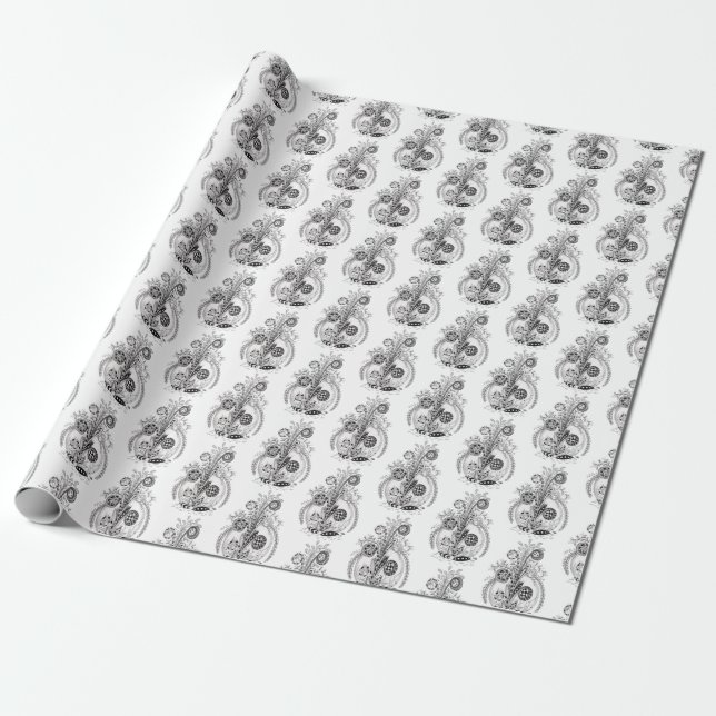 Papel De Presente Florale Pflanze im Tangle Design -  (Desenrolado)