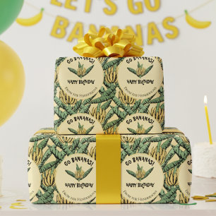 Papel De Presente Floras de Boas Feliz Aniversário do Amarelo Exótic