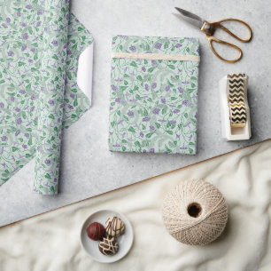 Papel De Presente Floreação da flor púrpura vitoriana