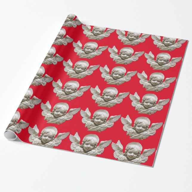 Papel De Presente FLORENTINE RENAISSANCE ANGEL Red (Desenrolado)