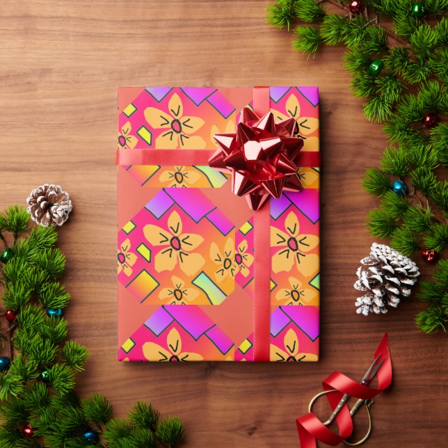 Papel De Presente Flores (Presente de Natal)
