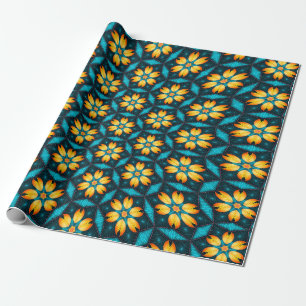 Papel De Presente Flores Abstrato amarelas