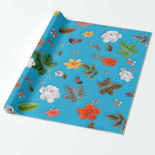 Papel De Presente Flores Amarelas e Rosas Brancas 24