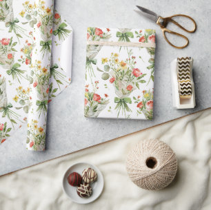 Papel De Presente Flores Amarelas Vermelhas Aniversário
