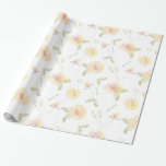 Papel De Presente Flores Aquarela Amarelo Limão Chá de Noiva<br><div class="desc">Flores de Aquarela Amarelo Limão chá de noiva</div>