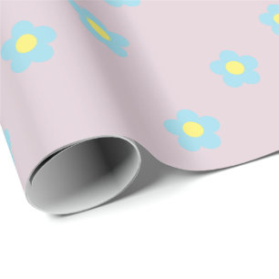Papel De Presente Flores Azuis do Pastel Y2k Mineralistas da década