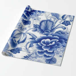 Papel De Presente Flores Azuis Indigo