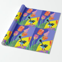 Flores azuis Tulipas artísticas Molho de Aquarela