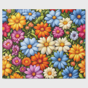 Papel De Presente Flores Bonitas, Coloridas