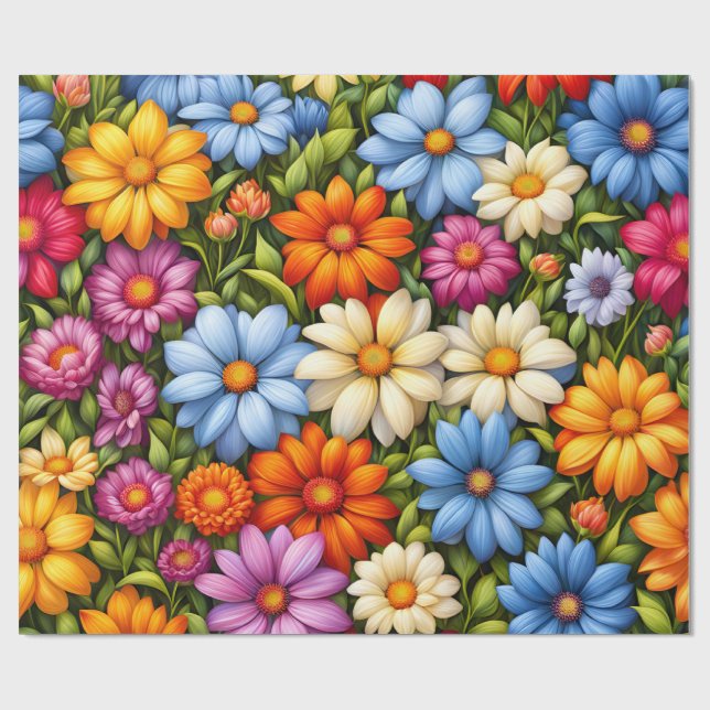 Papel De Presente Flores Bonitas, Coloridas (Aberto)