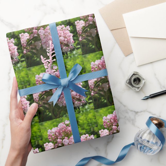 Papel De Presente Flores Bonitas de Laurel da Montanha Rosa (Presentear)