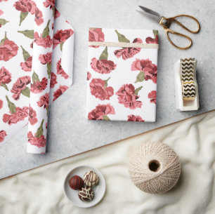 Papel De Presente Flores bonito cor-de-rosa com padrão branco