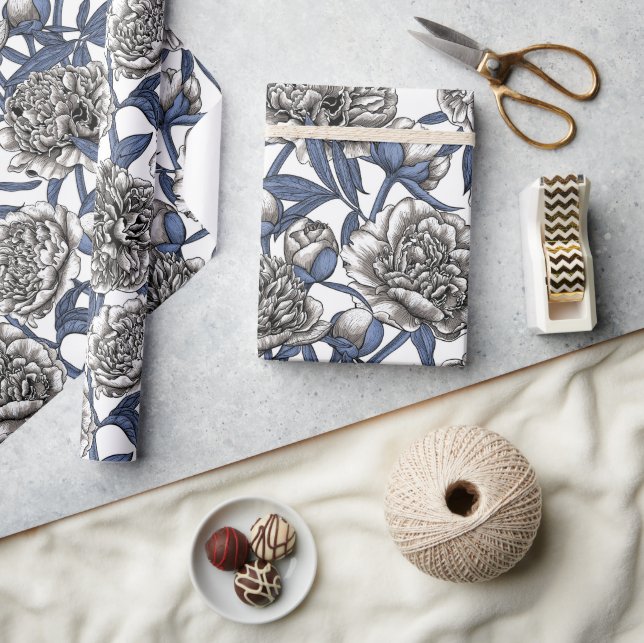 Papel De Presente Flores brancas (Artesanato)