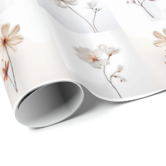 Papel De Presente Flores brancas