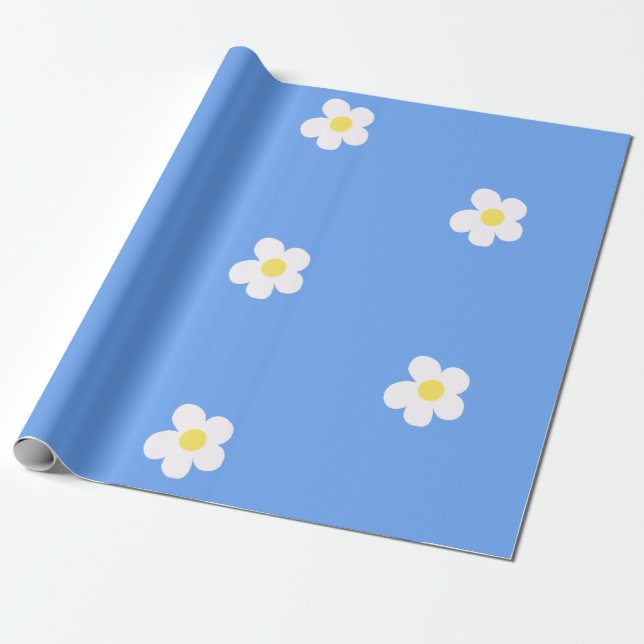 Papel De Presente Flores Brancas no Fundo Lilac (Desenrolado)