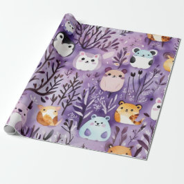 Papel De Presente Flores cegas abrigam animais árvores Papel de enro