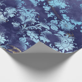Papel De Presente Flores Celestiais Marinhos Azuis Bridal Grungy Sha