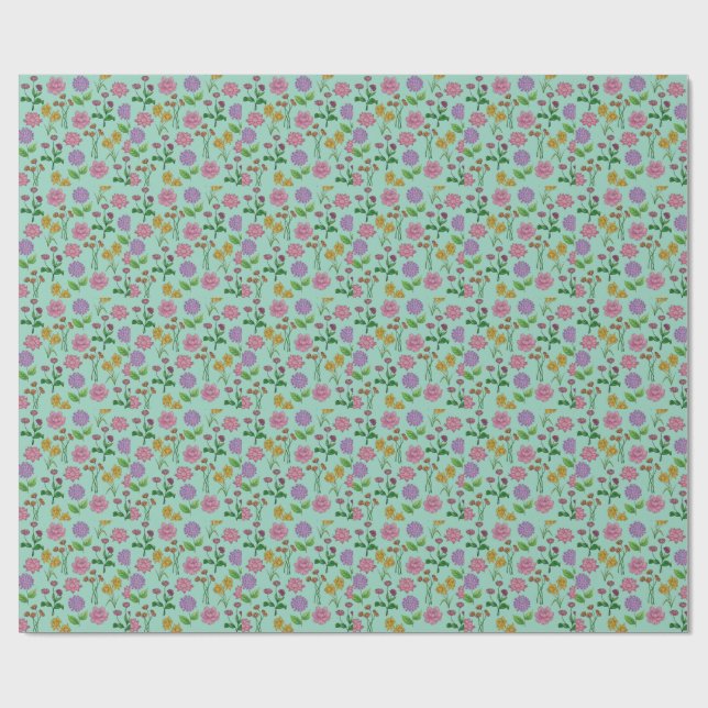 Papel De Presente Flores coloridas (Aberto)