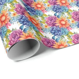 Papel De Presente Flores Coloridas da Primavera