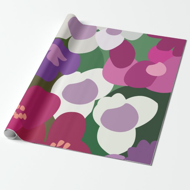 Papel De Presente Flores Coloridas de Spiderwort Floral (Desenrolado)