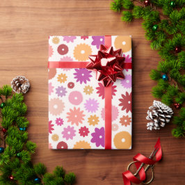 Papel De Presente Flores Coloridas Grande Padrão