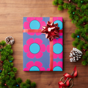 Papel De Presente flores cor-de-rosa e azuis arte endinhal