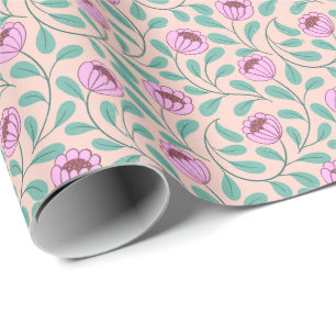 Papel De Presente Flores cor-de-rosa e negrito