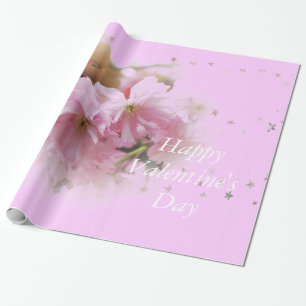 Papel De Presente Flores cor-de-rosa-feliz dia de os namorados