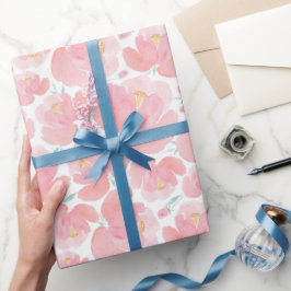 Papel De Presente Flores cor-de-rosa pastel elegantes