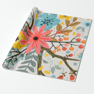 Papel De Presente Flores Cótulo d'água Colorida