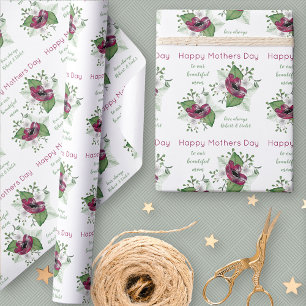 Papel De Presente Flores da aguarela do feliz dia das mães