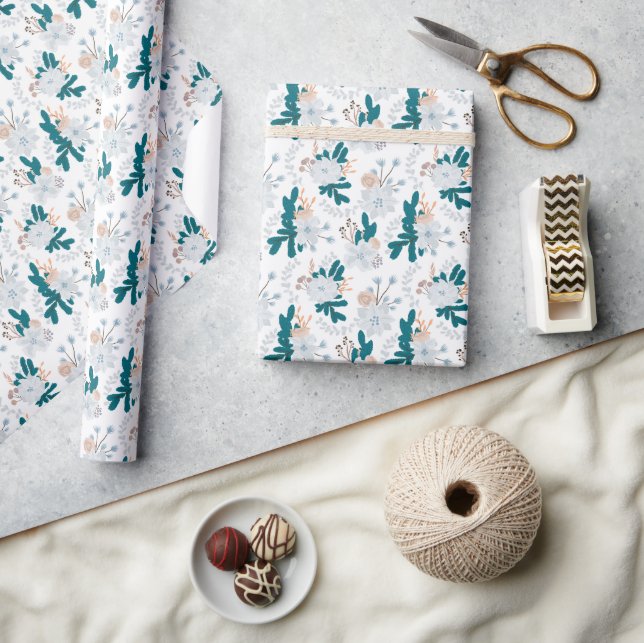 Papel De Presente Flores da Floresta de Inverno Fresco (Artesanato)