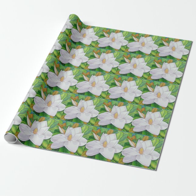 Papel De Presente Flores da magnólia (Desenrolado)