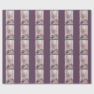Papel De Presente Flores de Ameixa Vermelhas