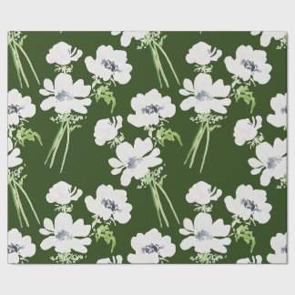 Papel De Presente Flores de anêmona branco de aquarela