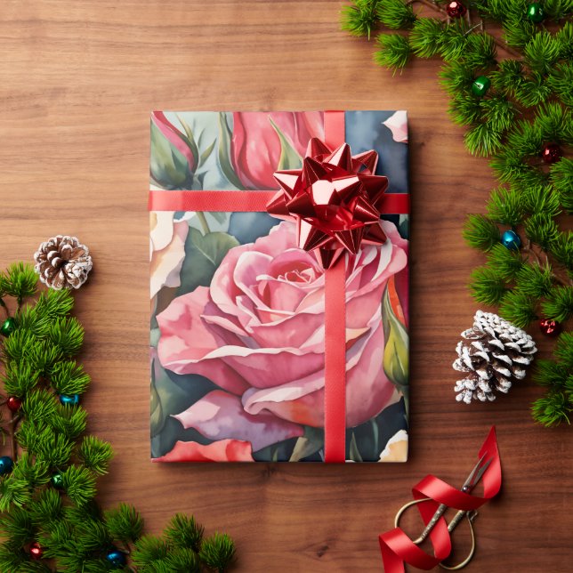 Papel De Presente Flores de aquarela (Presente de Natal)
