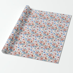 Papel De Presente Flores de aquarela, ilustração uniforme de padrões