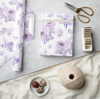 Papel De Presente Flores de aquarela púrpura delicadas