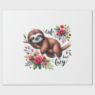 Papel De Presente Flores de Bicho-Preguiça Preguiçoso