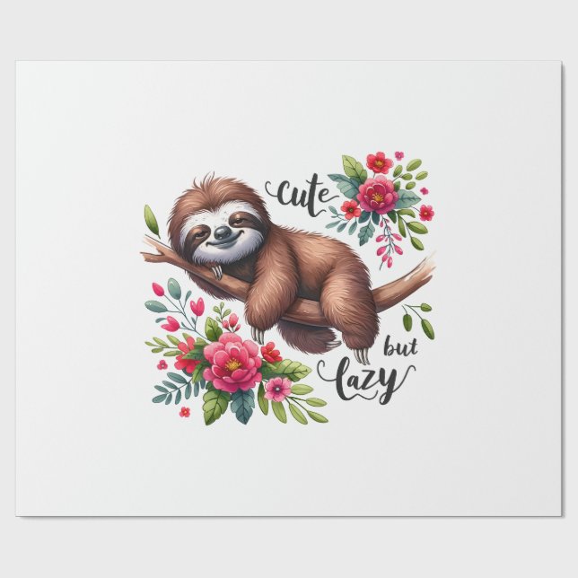 Papel De Presente Flores de Bicho-Preguiça Preguiçoso (Aberto)
