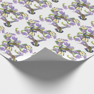 Papel De Presente Flores de borboletas dos pássaros do colibri