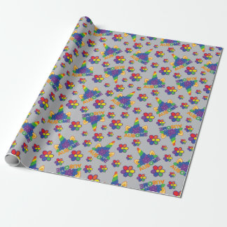 Papel De Presente Flores de Chifre de Unicórnio Autismo Ausome Neuro