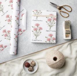 Papel De Presente Flores de Cravo de Janeiro