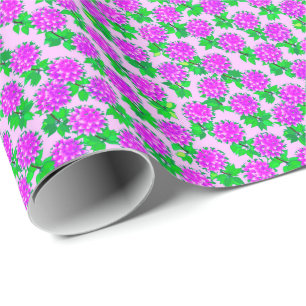 Papel De Presente Flores de dália em violeta e orquídea