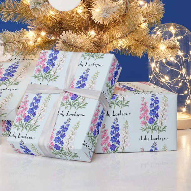 Papel De Presente Flores de Delphinium de Julho (Feriados)