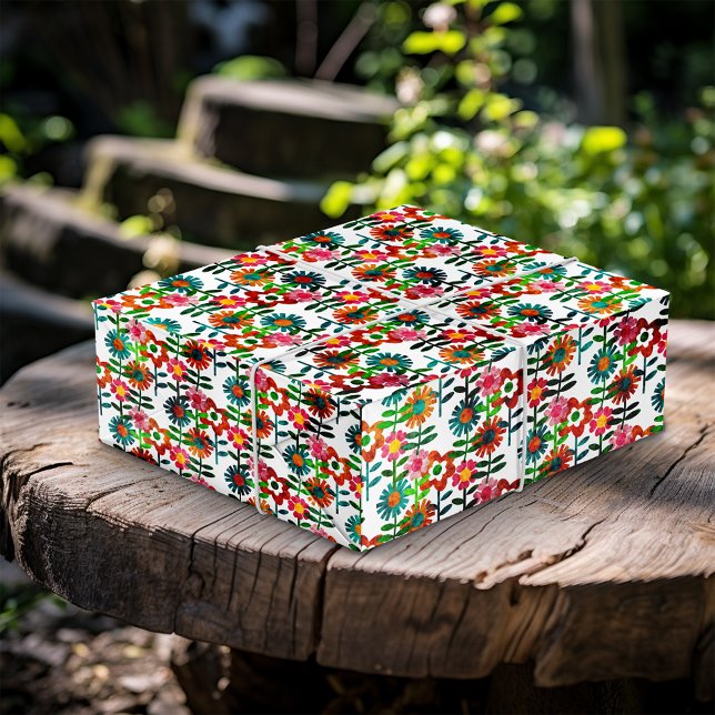 Papel De Presente Flores de Estilo da década de 1970 (Criador carregado)