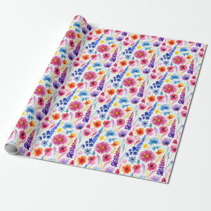 Papel De Presente Flores de Estilo de Aquarela Abstrata Brilhante