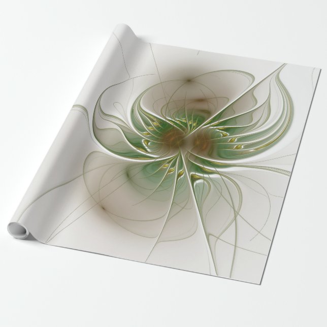 Papel De Presente Flores de fantasia fractal macias e ternas (Desenrolado)