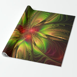 Papel De Presente Flores de fantasia fractal suaves e tenra