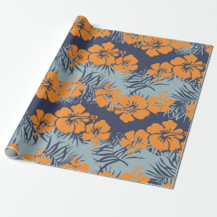 Papel De Presente Flores de hibiscus sem costura,Flor de vinheta w